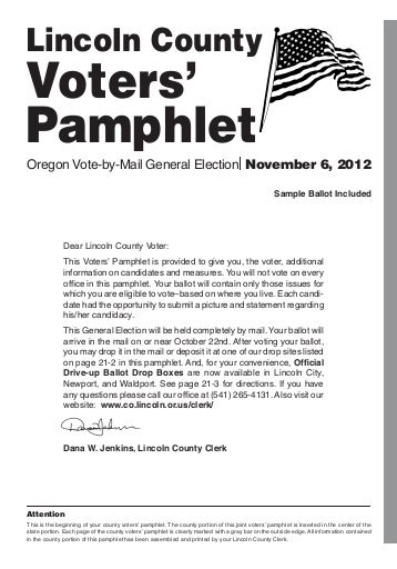 Oregon ballot voter information: sample  pamphlet